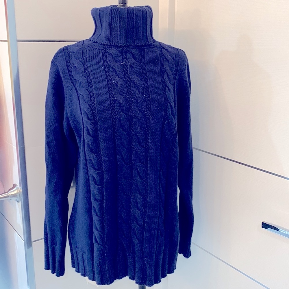 WinterSilks NWT Midnight Navy Turtleneck Sweater size Large